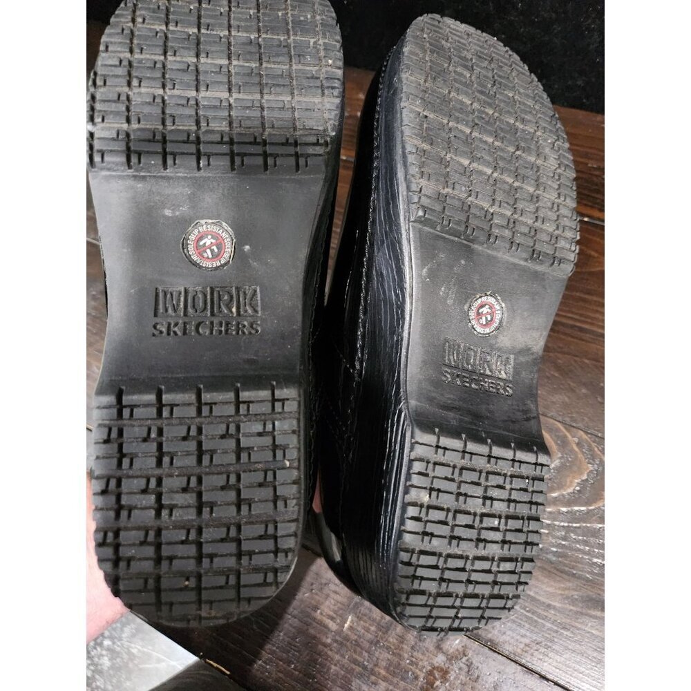 EUC Skechers Work Black Patent Slip-Resistant Patent Clogs EH Rated/Sz. 10 - Picture 8 of 9